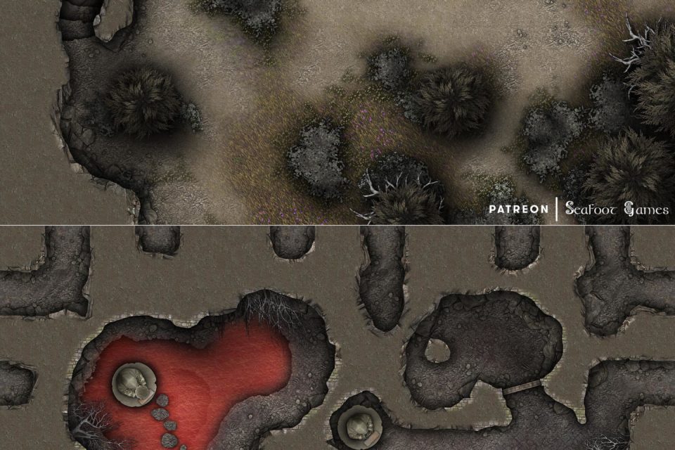 Dark Shrine Barrows Free Multi-Level 40×30 Battlemap & Adventure