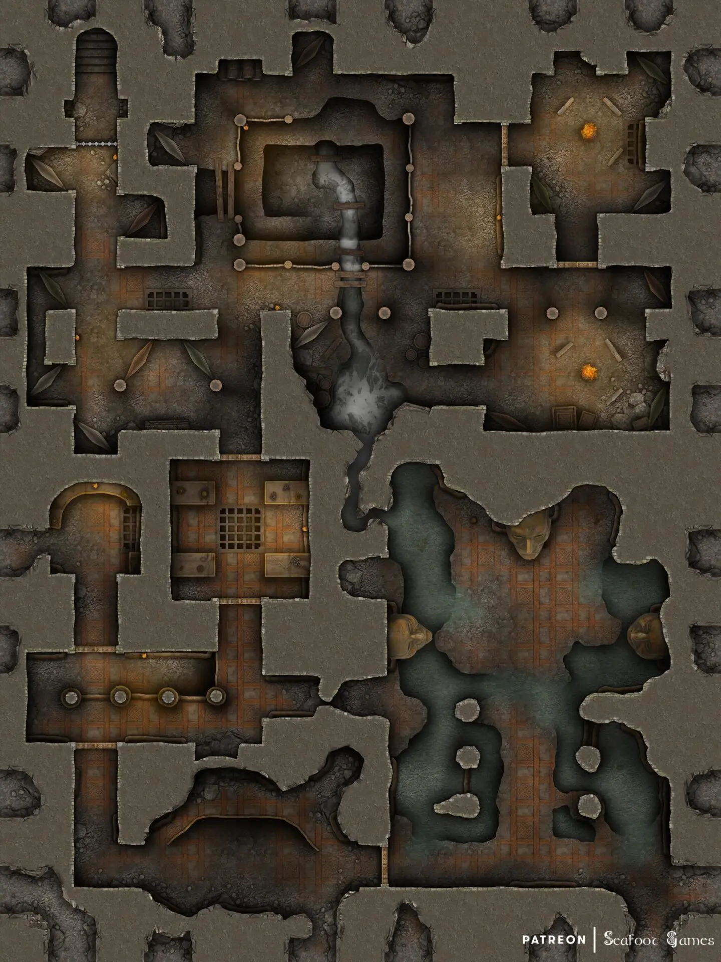 Dwarven Underworks Excavation Site Free Multi-Level 40×30 Battlemap & Adventure