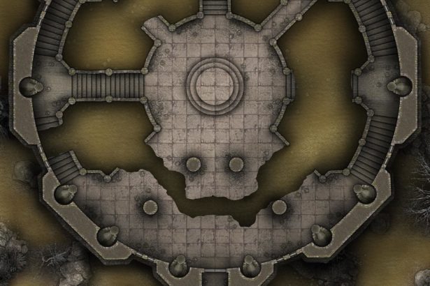 Free TTRPG Battlemap - Raider's Ruined Temple of the Lost Ark •