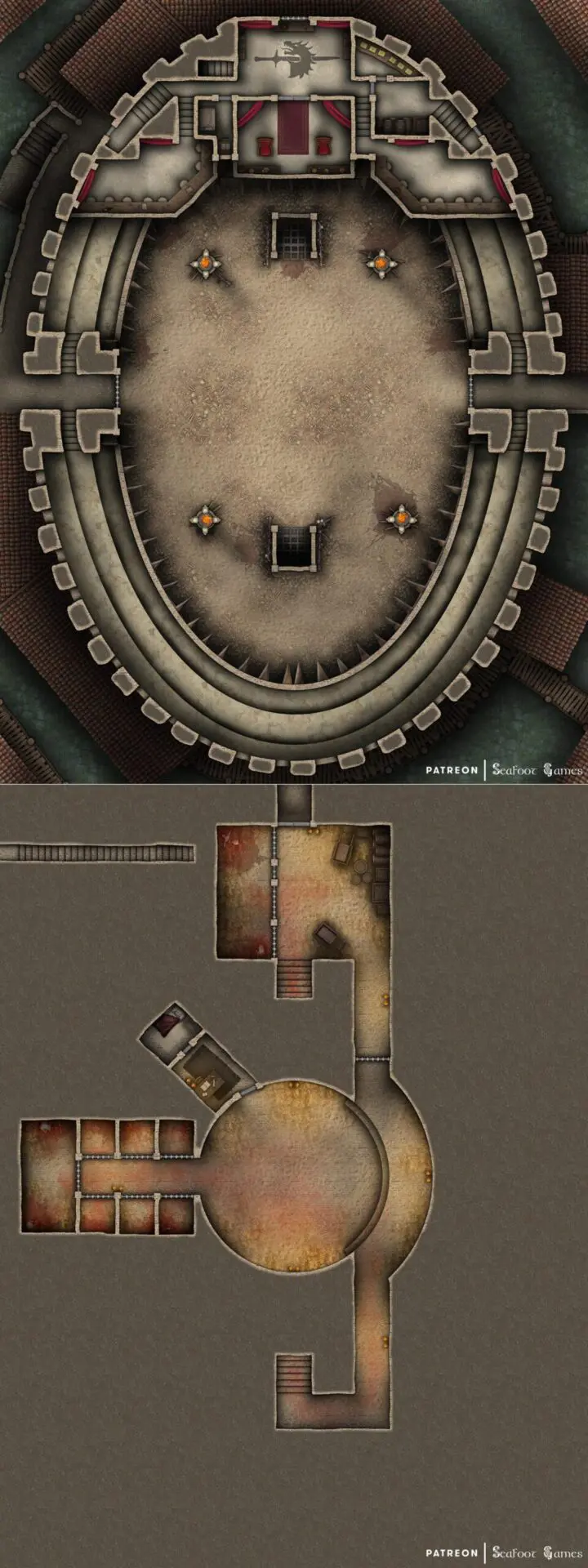 Beastmaster's Arena 40×30 Multi-Level Battlemap & Adventure