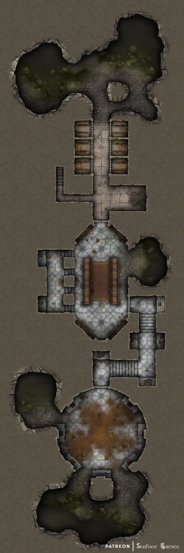 Black Dragon's Swamp Stronghold Lair Free 60x20 Multi-Level DnD Battlemap & Adventure 3rd Level