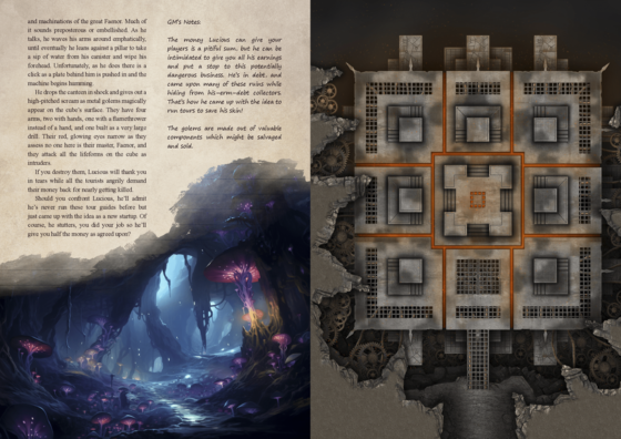 Download the Deepforge Adventurer’s Guide TTRPG Battlemap Bundle and descend into the depths, discovering a city of both opportunity and risk. As the mining consortium seeks to build vast wealth, a criminal underbelly threatens to consume the whole of the city if left un-checked. Take your players to this foreign location and spend at least 13 sessions, uncovering plots, defending the city, making difficult decisions and more.