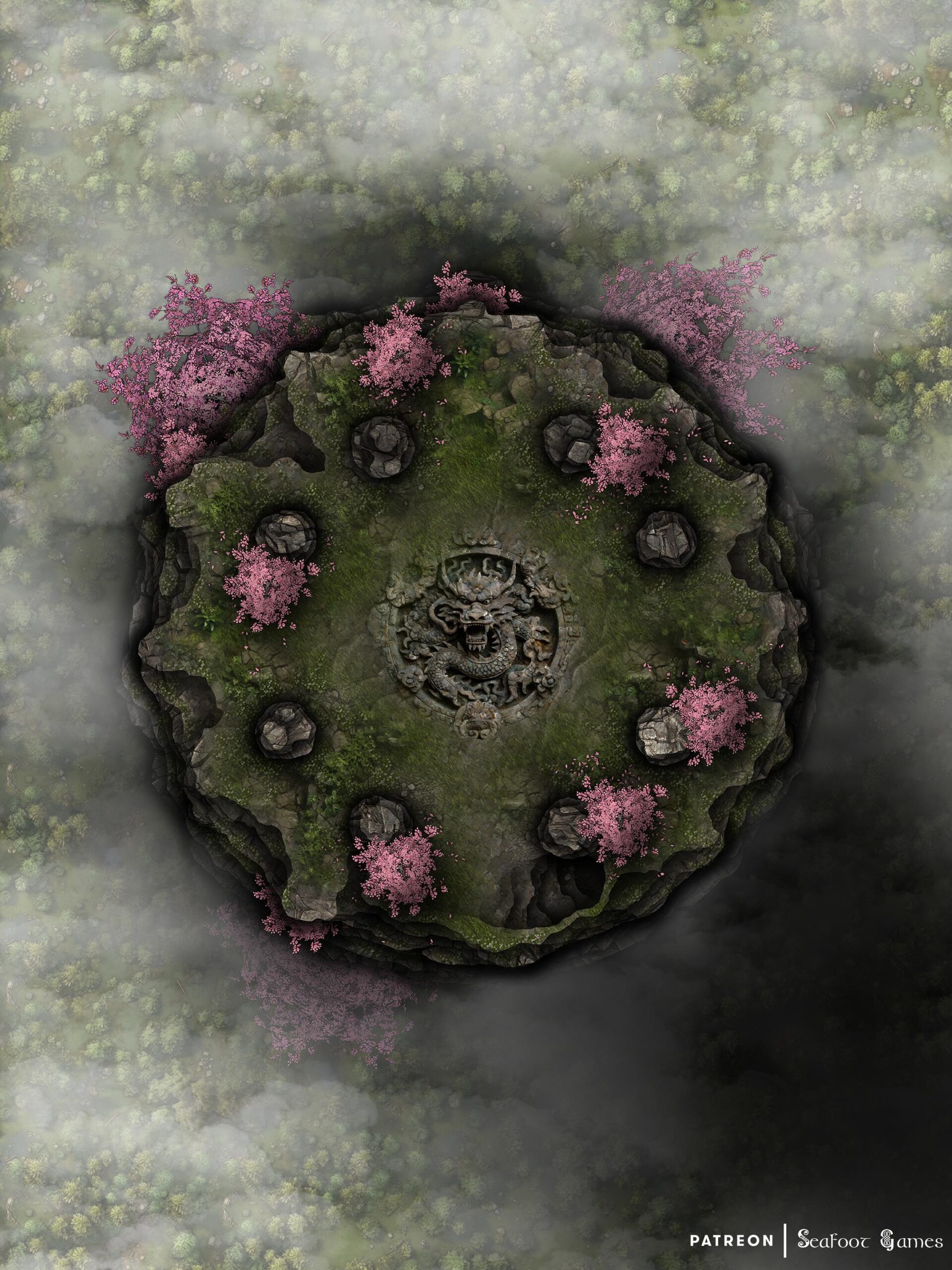 Level 1 of our Pillar of the Seventh Dragon Free 40x30 Multi-Level Battlemap & Adventure, featuring dragon orbs & a powerful wish of good for evil. VTT ready!