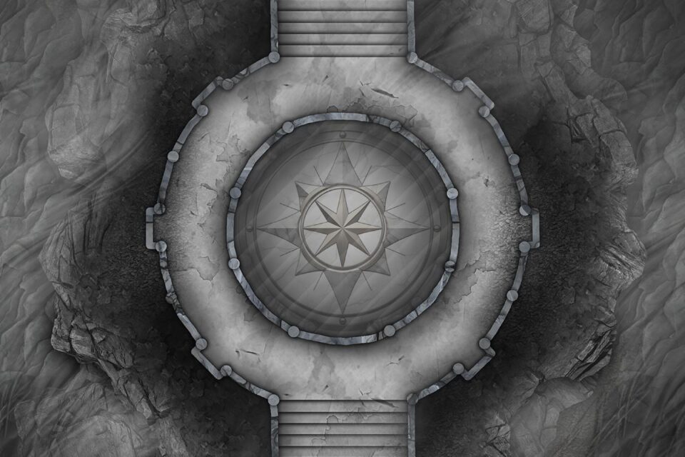 Cliffside Undercity Skydock 40x30 Battlemap & Adventure, featuring dinosaurs & a plot to usurp political rival. VTT ready!