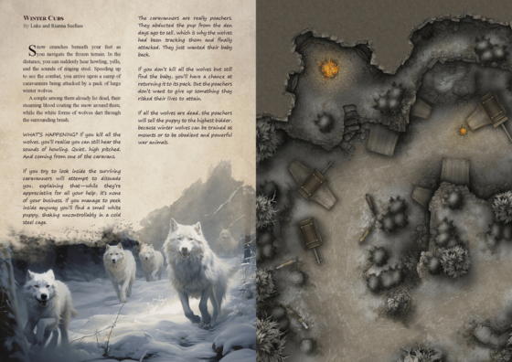 Download the Skall Adventurer’s Guide TTRPG Battlemap Bundle and embark to an arctic town rich in dwarven history which is currently struggling with cultural clashes brought upon by an influx of refugees fleeing their icy homes. Take your players to this frozen location and spend at least 10 dangerous sessions, resolving conflicts, exploring ancient ruins, curing curses and battling the dangerous creatures of the far north.