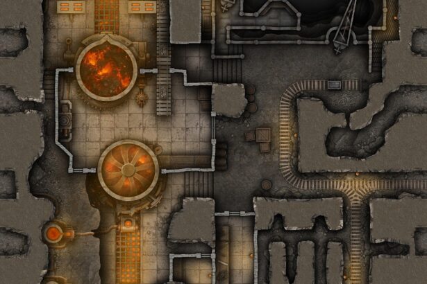 Underground Forge Complex Free 40x30 Battlemap & Adventure featuring malfunctioning gnomish magi-tech in a Dwarven mine. VTT ready!